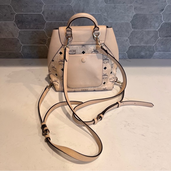 MCM Visetos Small Essential Backpack Beige - Picture 7 of 11